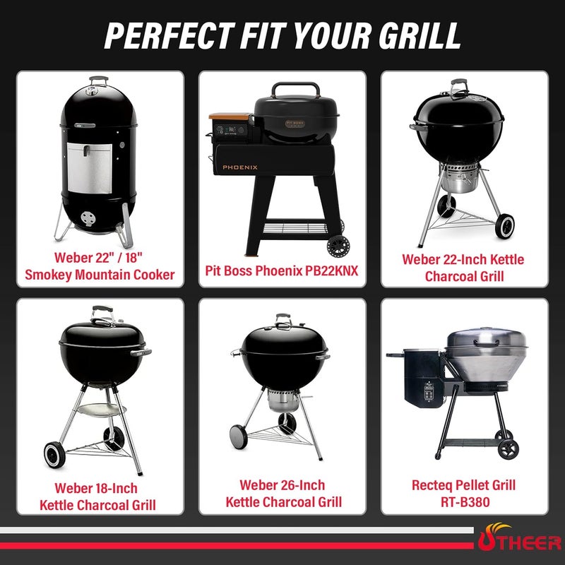 Utheer All-in-One Grill Table for Weber Kettle 22"/18"/26" & Smokey Mountain, Recteq Pellet Grill RT-B380, Prep Station with Cutting Board, Basin, 4 Hooks, Heavy-Duty Steel Side Shelf for Outdoor Cooking - Image 4