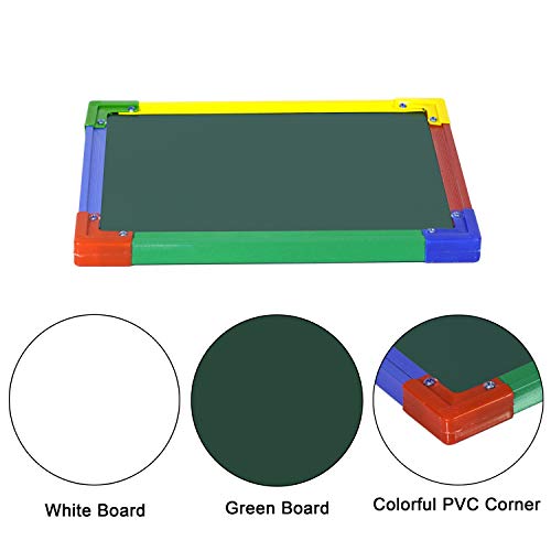 DAHSHA 2 in 1 Double Sided Slate White & Green for Kids Double Sided Board with Colorful Aluminum Frame with Chalk (34 * 24 cm) - Image 3