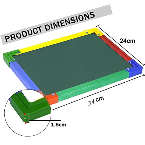 DAHSHA 2 in 1 Double Sided Slate White & Green for Kids Double Sided Board with Colorful Aluminum Frame with Chalk (34 * 24 cm) - Image 2