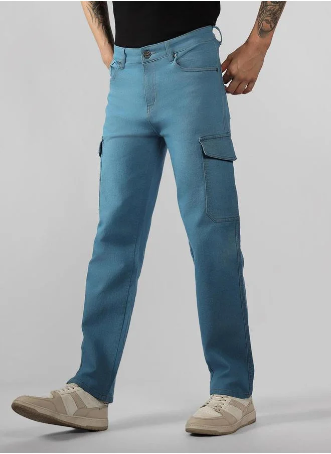 Dennis Lingo Blue Relaxed Fit Cargo Jeans by Styli