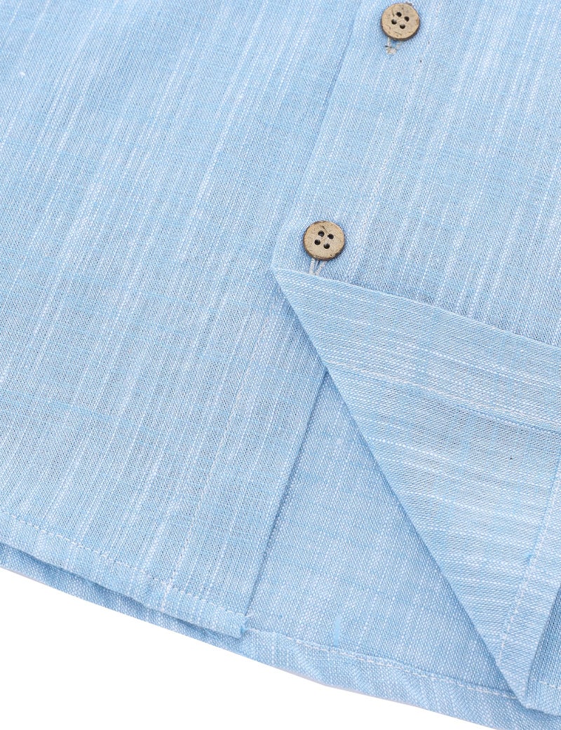 JOGAL Boys Chambray Shirts Short Sleeve Button Down Casual Cotton Woven Shirt with Two Pockets for Kids 6-14 Years SkyBlue 10 - Image 5