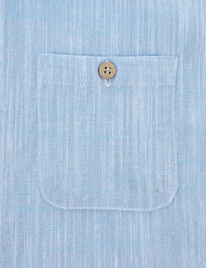 JOGAL Boys Chambray Shirts Short Sleeve Button Down Casual Cotton Woven Shirt with Two Pockets for Kids 6-14 Years SkyBlue 10 - Image 4