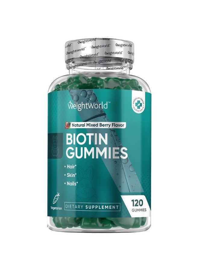 WeightWorld جومي بيوتين من ويجت وورلد 5000 ميكروغرام - 120 جومي (إمداد لمدة شهرين) - مكمل بيوتين للشعر والبشرة والأظافر - مع فيتامين أ، ب12، ب6، ج، د3، و هـ - بنكهة التوت الطبيعي - للرجال والنساء - Image 1