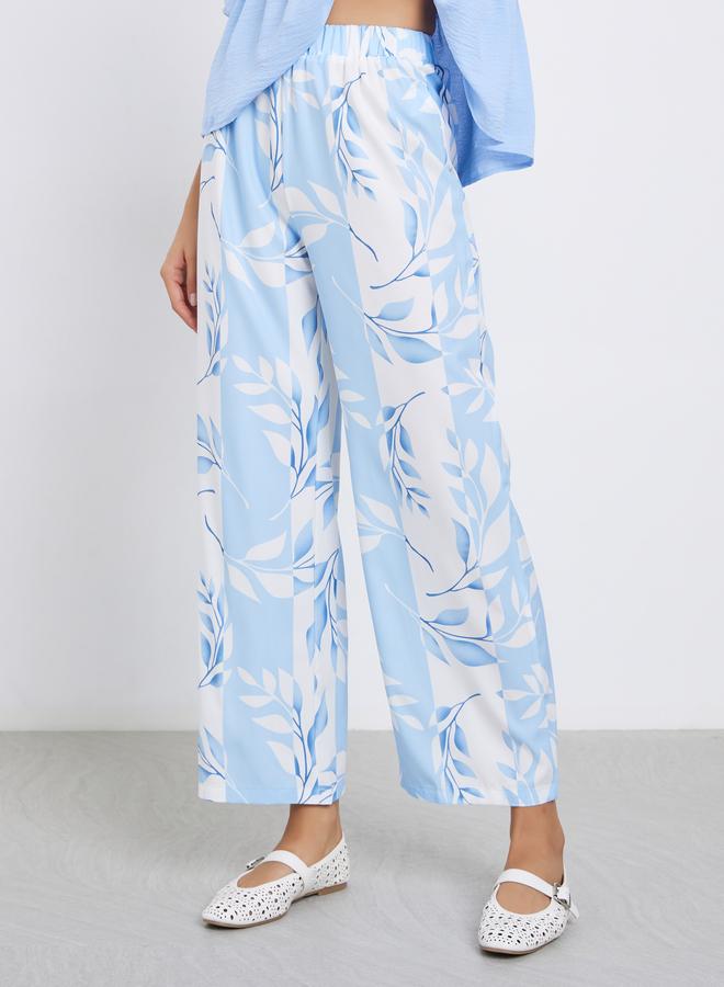 Take Two Blue Ruffle Hem Top and Floral Print Pants Co-Ords - Image 5
