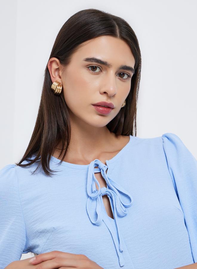 Take Two Blue Ruffle Hem Top and Floral Print Pants Co-Ords - Image 4