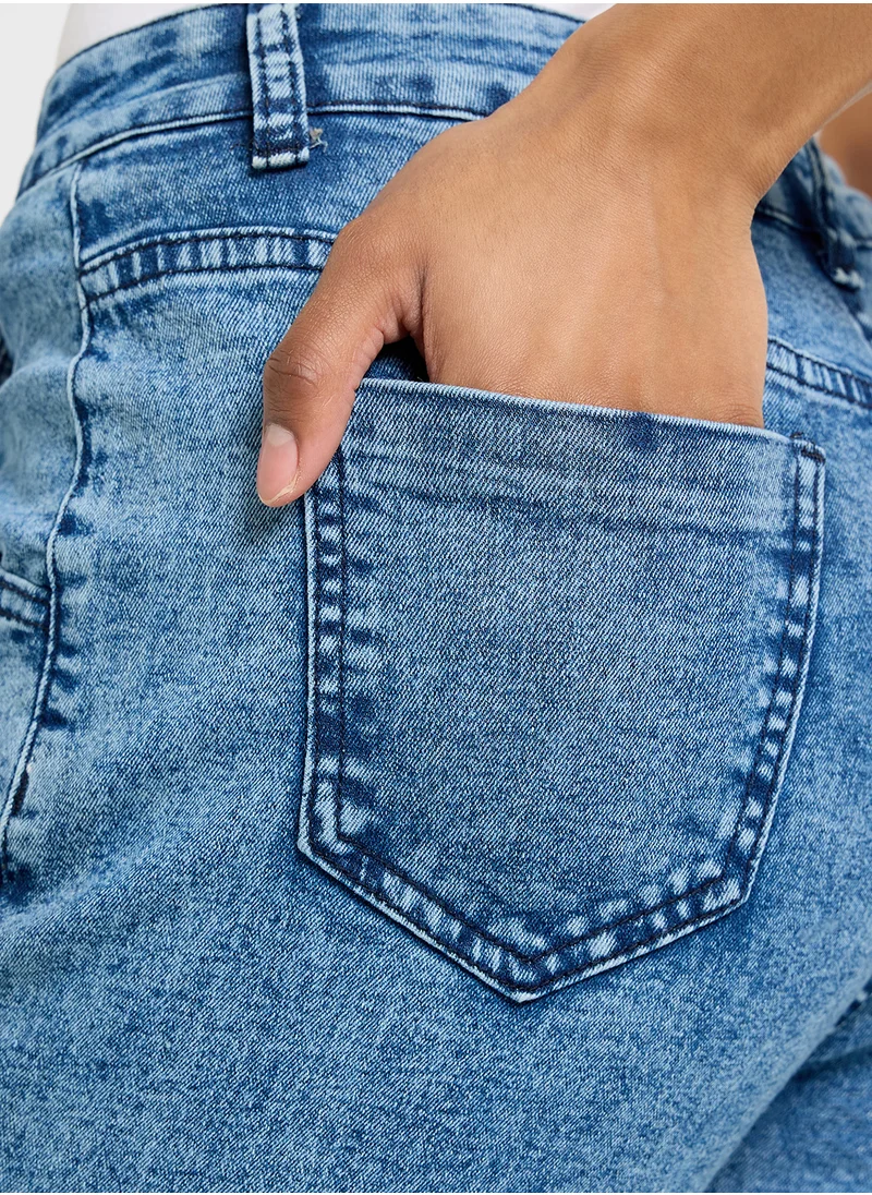 Ginger High Rise Bootcut Fit Jeans With Frayed Hem
