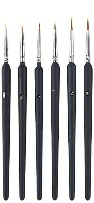 Artnery 6PCS Paint Brushes Set for Fine Detailing Round Pointed Tip(Tip-000,00,0,1,2,3) (Black) - Image 1