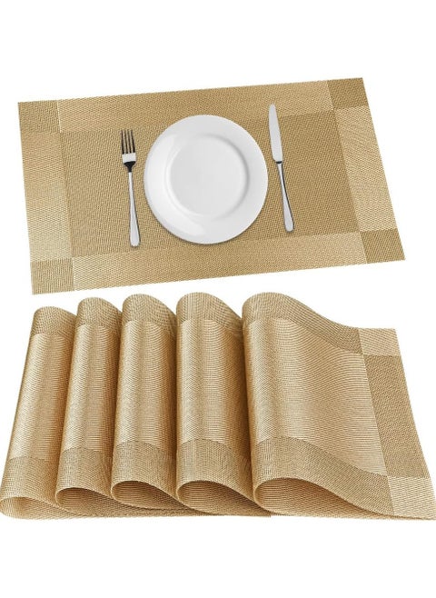 Placemats Set of 6 Heat Resistant Table Mats 45*30cm Placemats Washable Placemats for Kitchen Dining Table Non-Slip PVC Table Mats Place Mats for Dining Table, Woven Vinyl Dinner Mats