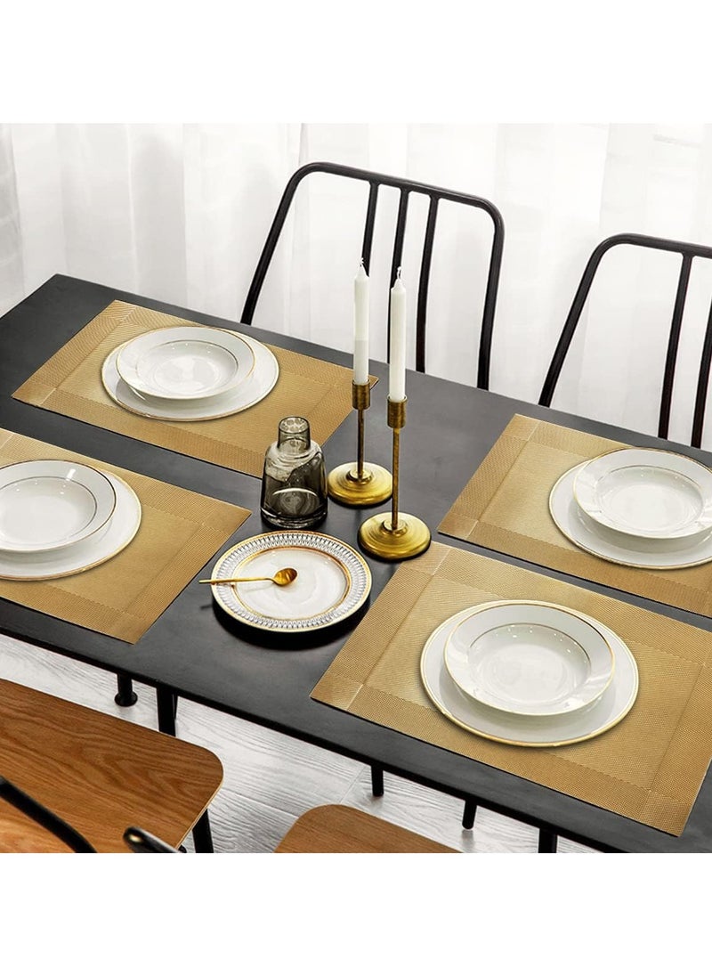 CityRiya-Long Placemats Set of 6 Heat Resistant Table Mats 45*30cm Placemats Washable Placemats for Kitchen Dining Table Non-Slip PVC Table Mats Place Mats for Dining Table, Woven Vinyl Dinner Mats  - Image 2