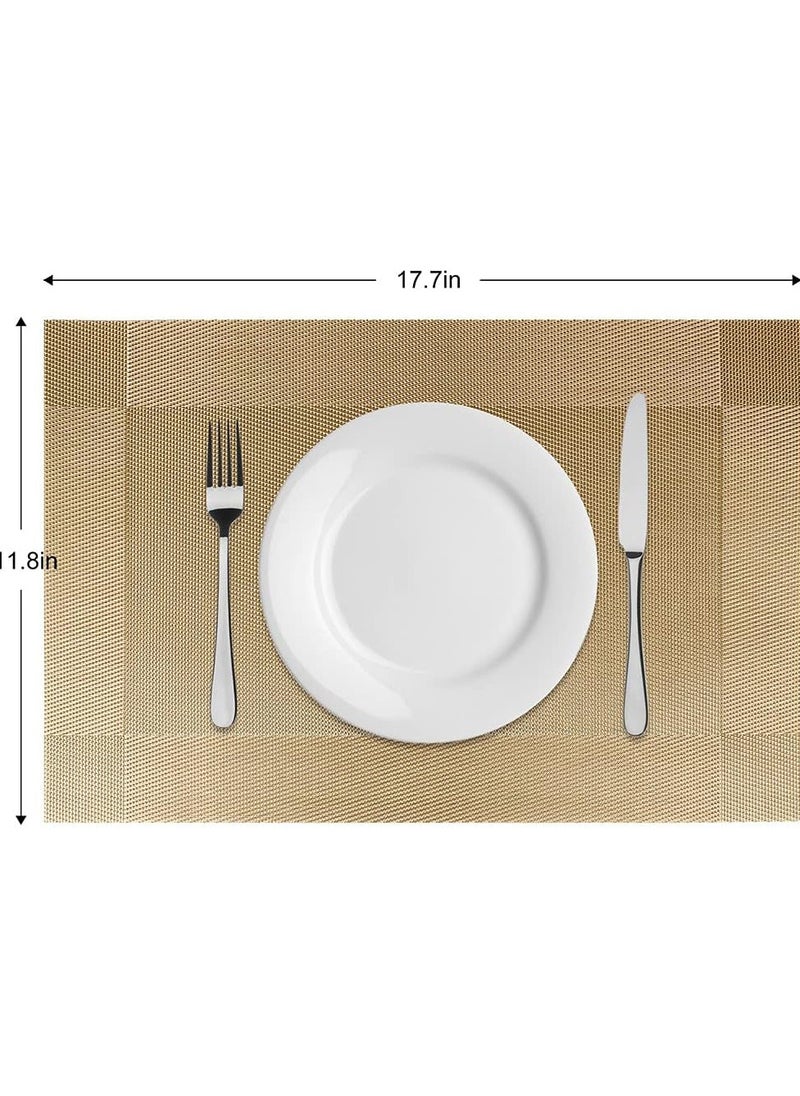 CityRiya-Long Placemats Set of 6 Heat Resistant Table Mats 45*30cm Placemats Washable Placemats for Kitchen Dining Table Non-Slip PVC Table Mats Place Mats for Dining Table, Woven Vinyl Dinner Mats  - Image 3