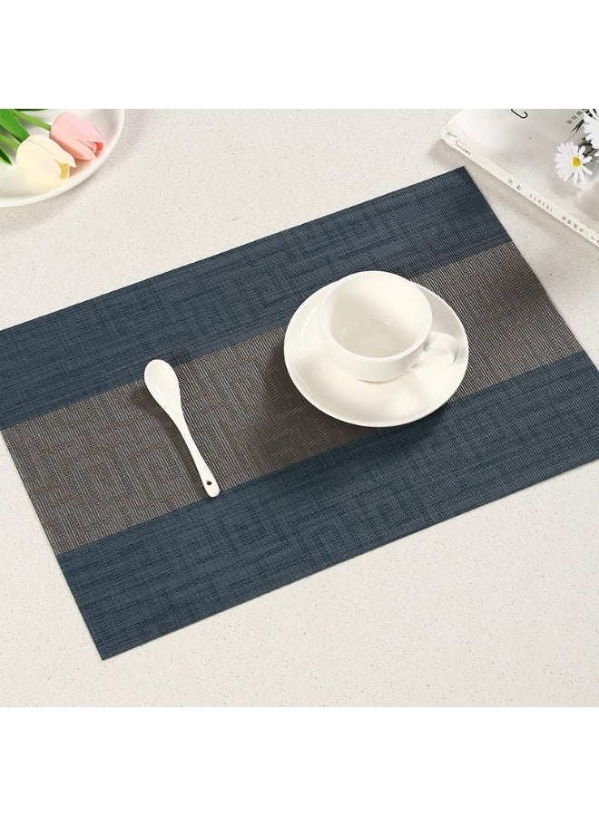  CityRiya-Long مجموعة من 6 مفارش طاولة مقاومة للحرارة مقاس 45 × 30 سم، مفارش قابلة للغسل لطاولة طعام المطبخ، مفارش طاولة غير قابلة للانزلاق، مفارش طاولة طعام منسوجة من الفينيل - Image 2
