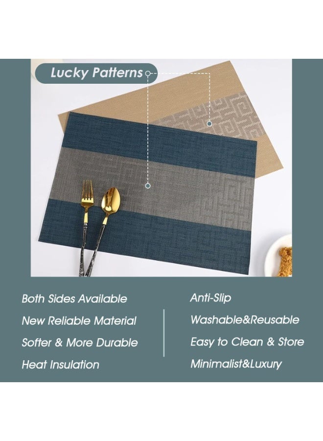  CityRiya-Long مجموعة من 6 مفارش طاولة مقاومة للحرارة مقاس 45 × 30 سم، مفارش قابلة للغسل لطاولة طعام المطبخ، مفارش طاولة غير قابلة للانزلاق، مفارش طاولة طعام منسوجة من الفينيل - Image 4