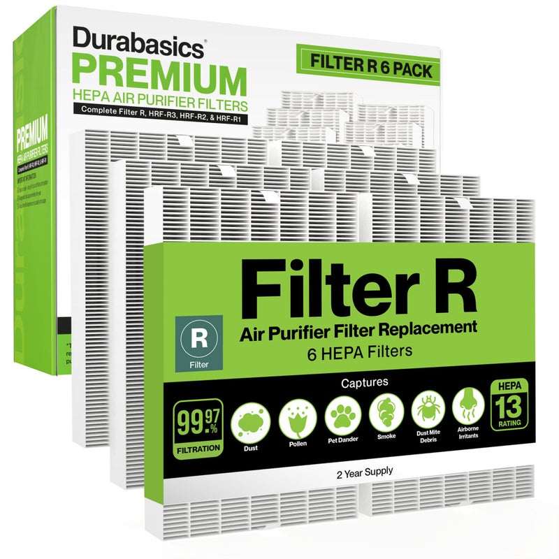 Durabasics 6 Pack of HEPA Filters Compatible with Honeywell Air Purifier Replacement Filters Replacement for Honeywell Filter R HEPA Filter R HPA300 HPA 300  HRFR3
