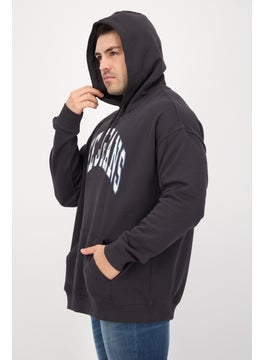 LEE Men Hooded  Long Sleeves Varsity Sweatshirt, Washed Black  - Image 2