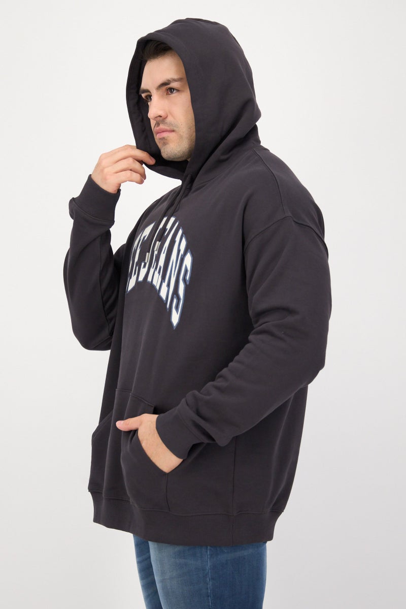 LEE Men Hooded  Long Sleeves Varsity Sweatshirt, Washed Black  - Image 2