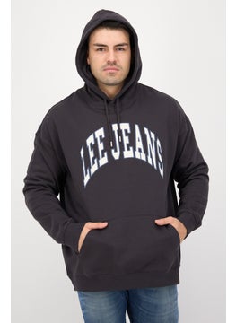 LEE Men Hooded  Long Sleeves Varsity Sweatshirt, Washed Black  - Image 1
