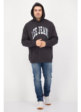LEE Men Hooded  Long Sleeves Varsity Sweatshirt, Washed Black  - Image 4