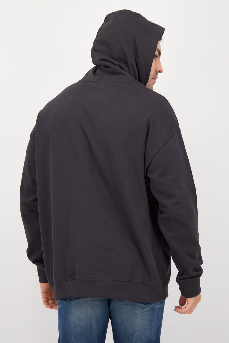 LEE Men Hooded  Long Sleeves Varsity Sweatshirt, Washed Black  - Image 3