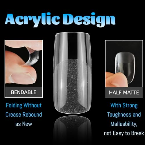 Lifextol 240pc Square Gel Nail Tips Medium Fake Nails for Press on Nails Clear Acrylic Nails Tips, 12 Size Full Cover Nail tips Square Soft Gel Nail Tips False Nails Extension Artificial Fingernails - Image 3