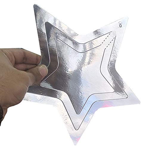Shoro Pack of 10 Silver Metallic 3D Star Party Decoration Kit Star Party Supplies Hanging Decor for Party, Birthday, Anniversary, New Year Event, Home, Banquet Hall Event & Occasion Decoration - Image 2