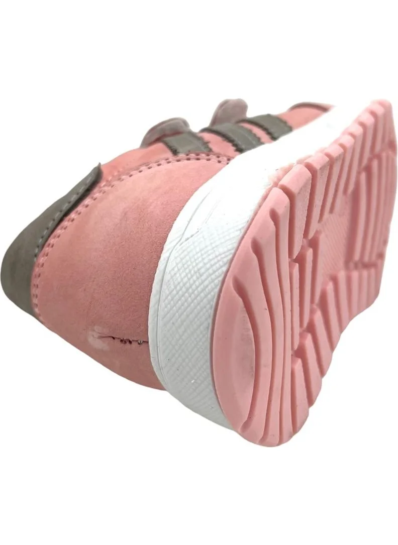 Nubebe Genuine Leather Inside and Outside Orthopedic Children's Shoes Pink-Grey