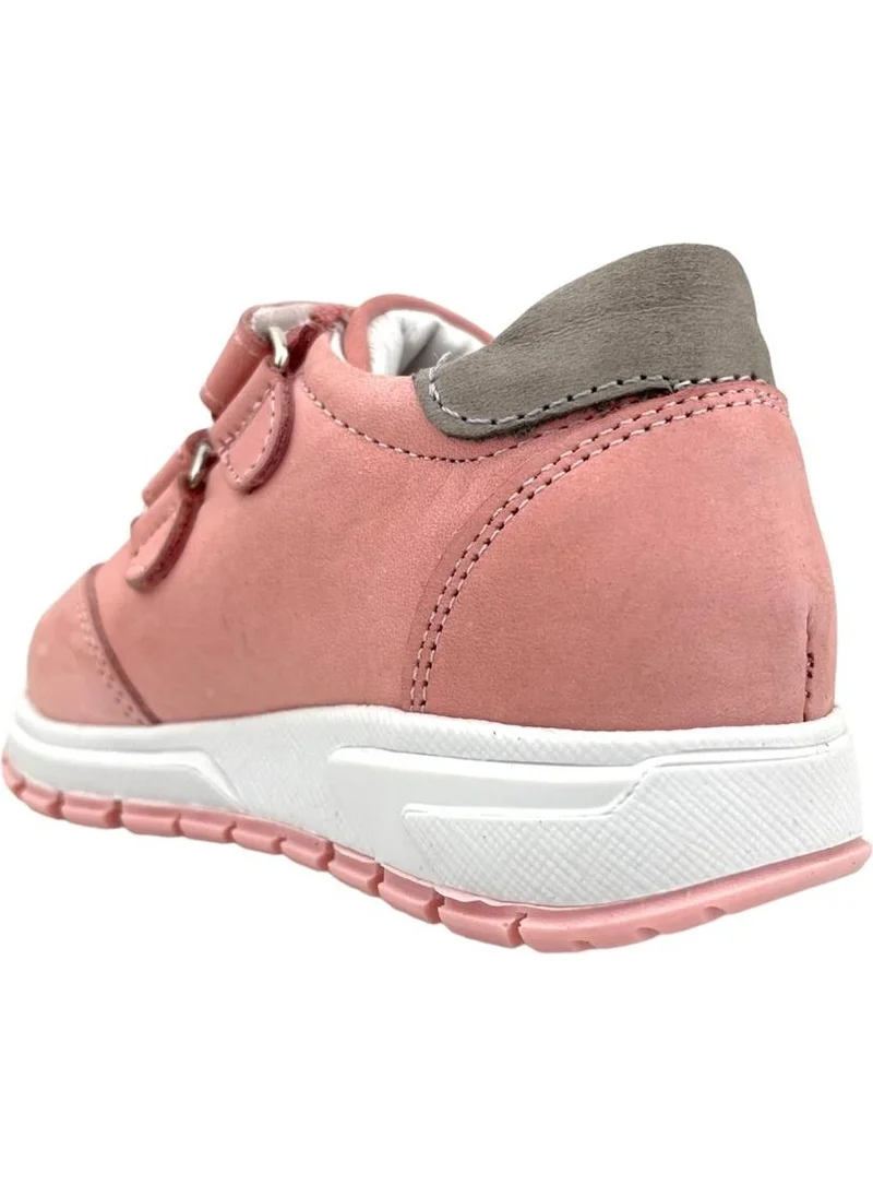 Nubebe Genuine Leather Inside and Outside Orthopedic Children's Shoes Pink-Grey