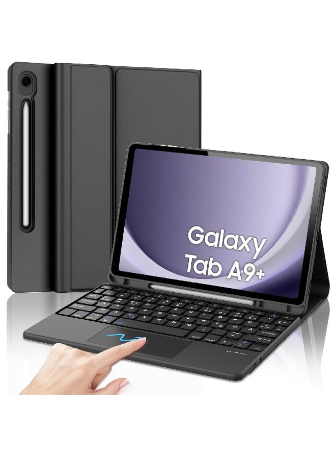 ZOOMEE Samsung Galaxy Tab A9 Plus Keyboard Case - Galaxy Tab A9+ Keyboard with Touchpad, QWERTY Keyboard with Touchpad for Samsung Galaxy Tab A9 Plus/A9+ 11 Inch 2023, Black - Image 1