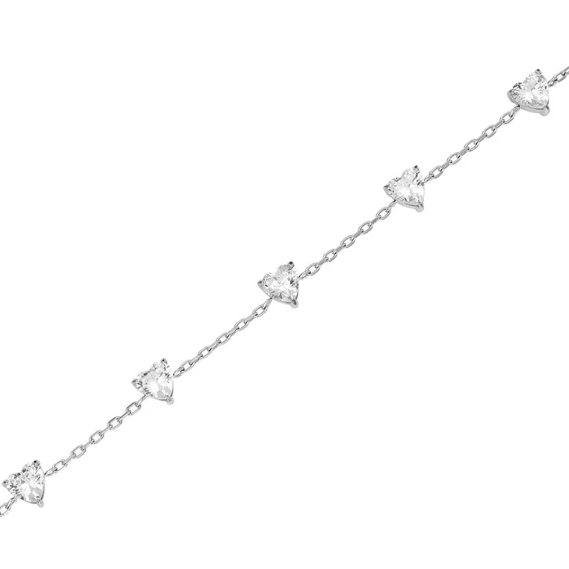 روزفيلد Rosefield Row of Hearts Silver Set (Necklace + Bracelet)