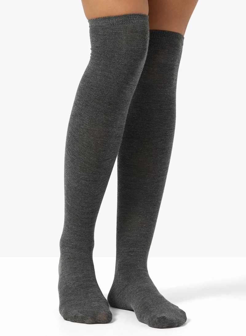 Ginger Over The Knee Solid Socks