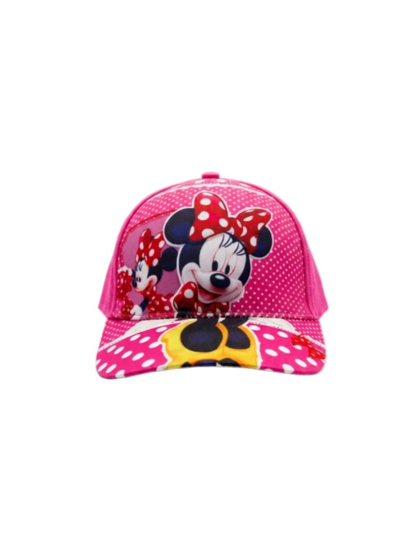 Girls Cap – Fuchsia with Minnie Mouse Print