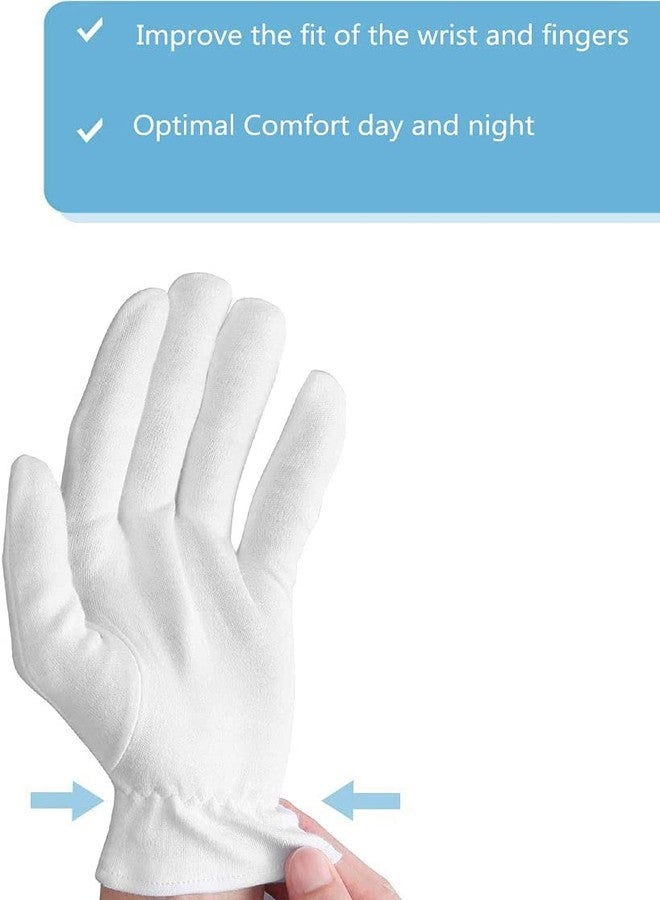 CGBOOM 6 Pairs Moisturizing Gloves Over Night Bedtime White Cotton | Cosmetic Inspection Premium Cloth Quality | Eczema Dry Sensitive Irritated Skin Spa Therapy Secure Wristband| One Size Fits Most - Image 5