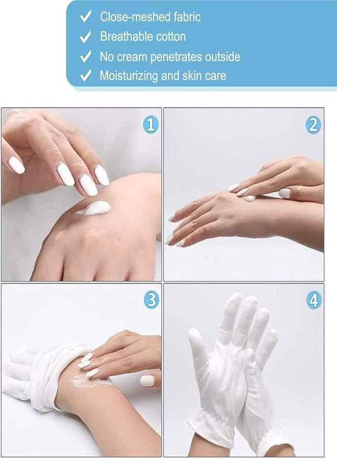 CGBOOM 6 Pairs Moisturizing Gloves Over Night Bedtime White Cotton | Cosmetic Inspection Premium Cloth Quality | Eczema Dry Sensitive Irritated Skin Spa Therapy Secure Wristband| One Size Fits Most - Image 4