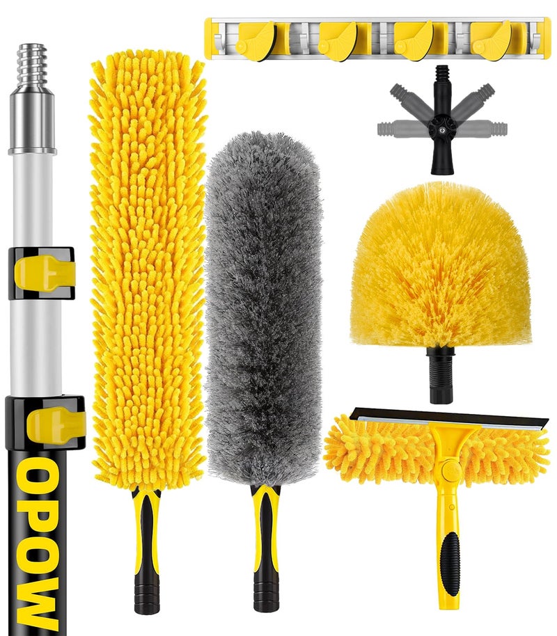 20 Foot High Ceiling Duster Kits with 512ft Heavy Duty Extension Pole High Reach Duster for CleaningMicrofiber Feather DusterCobweb DusterCeiling Fan DusterWindow Squeegee  Cleaner