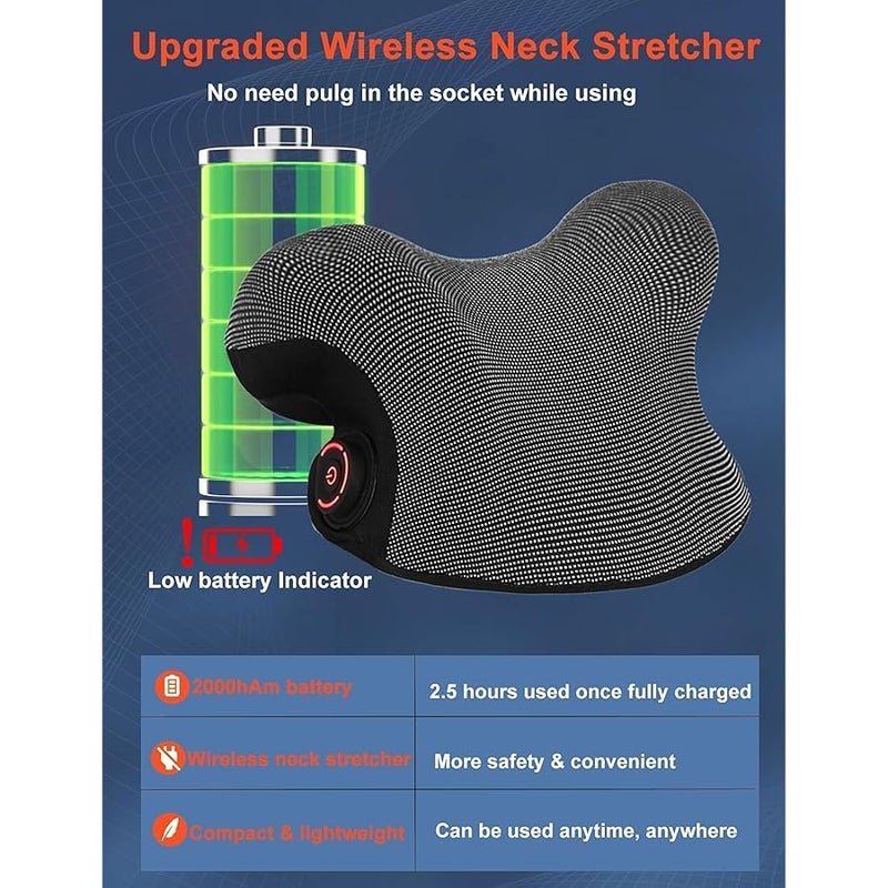 Upalled Wireless Heated Neck Stretcher for Pain Relief, Portable Cordless Neck Shoulder Cervical Traction Device with Graphene Heating Pad No Smell Magnetic Therapy Case Relaxer for TMJ Migraine Spine Alignme - Image 4