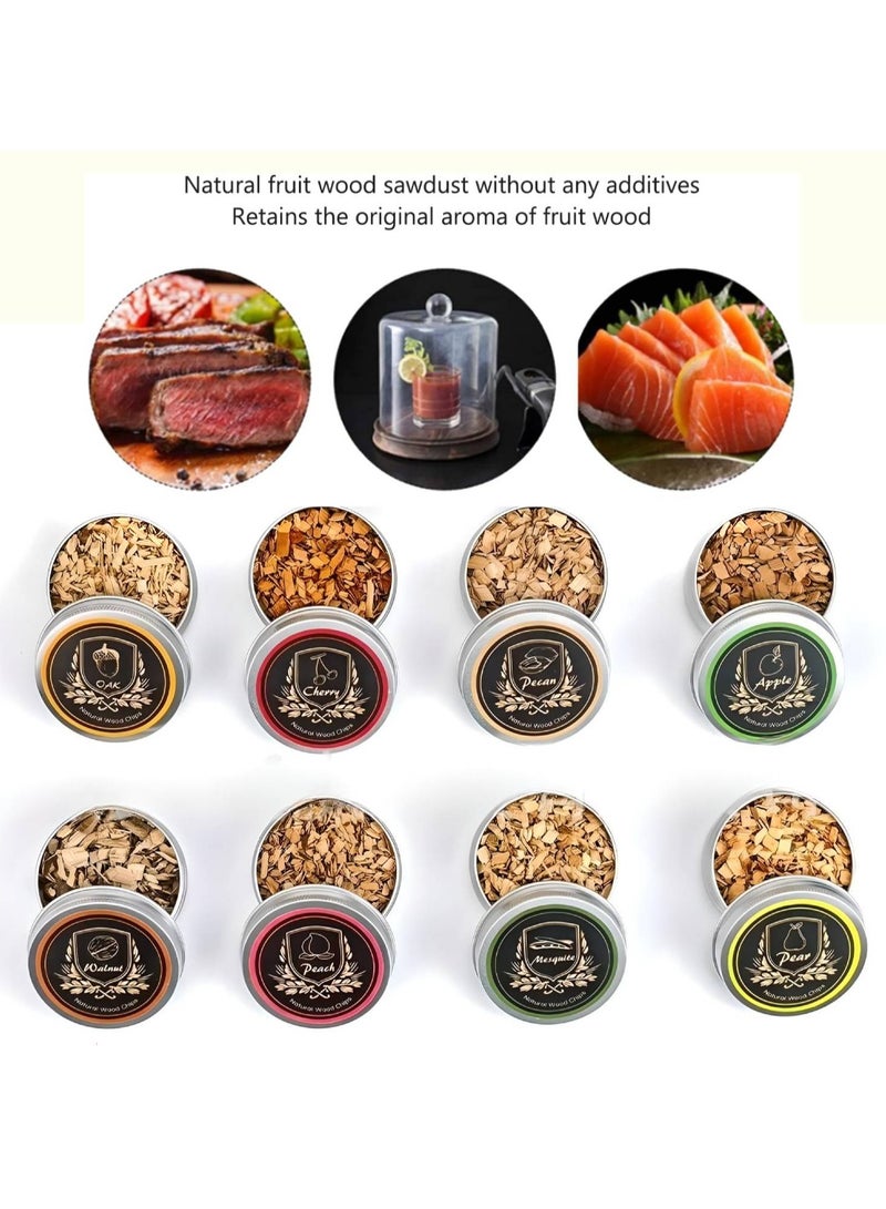 Smoking Wood Chips, 8 Flavors Natural Wood Chips Including Cherry, Apple, Oak, Peach, Walnut, Pear, Pecan, Mesquite for Smoker Gun, Smoking Food Drinks  - Image 2
