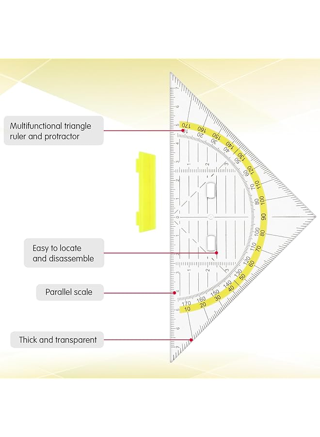 erorex 4 Pcs Multifunctional Triangle Ruler Set With Handle Transparent Plastic Protractor And Set Square Geometry Ruler For Architects Designers Engineers And Drawing Tools - Image 3