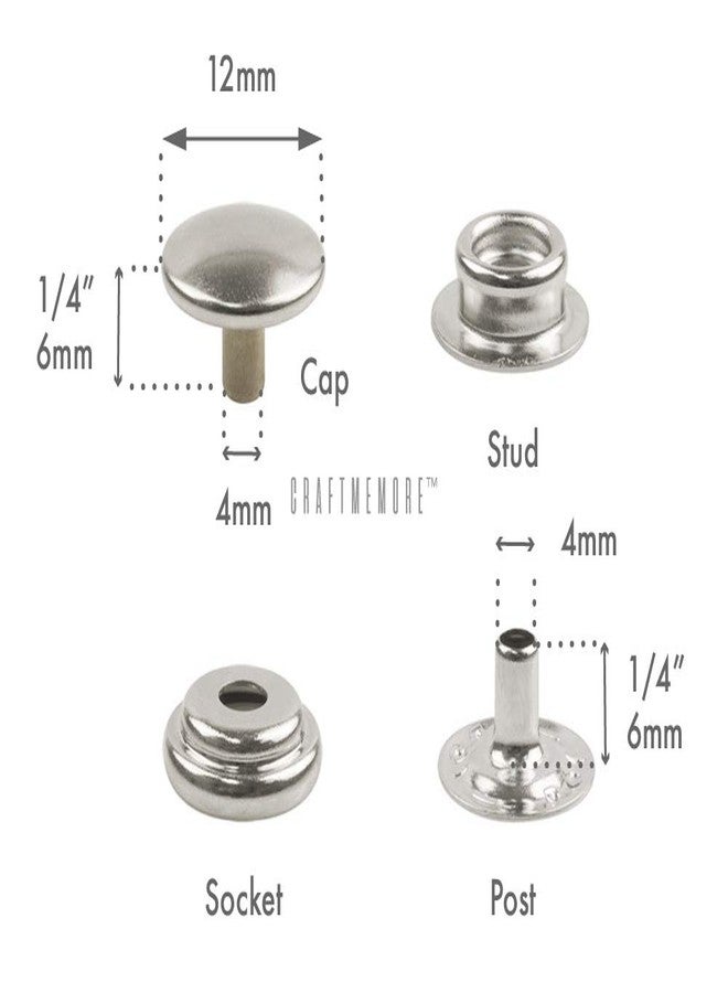 CRAFTMEMORE 50 Sets Gold Plating Snap Fasteners Ring-Socket Press Studs for Jacket Bag Canvas Closures #201 VT47 (12mm (0.47")) - Image 2