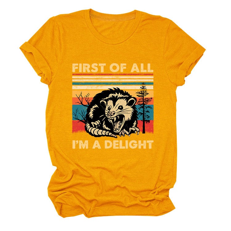 Fun Round Neck Short Sleeve First Of All I'M A Delight Summer Comfortable T-Shirt - Image 1