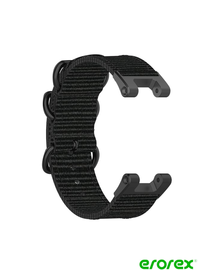 erorex سوار بديل لساعة Amazfit T-Rex / T-Rex Pro / Ares بثلاث حلقات من النايلون الأسود - Image 2