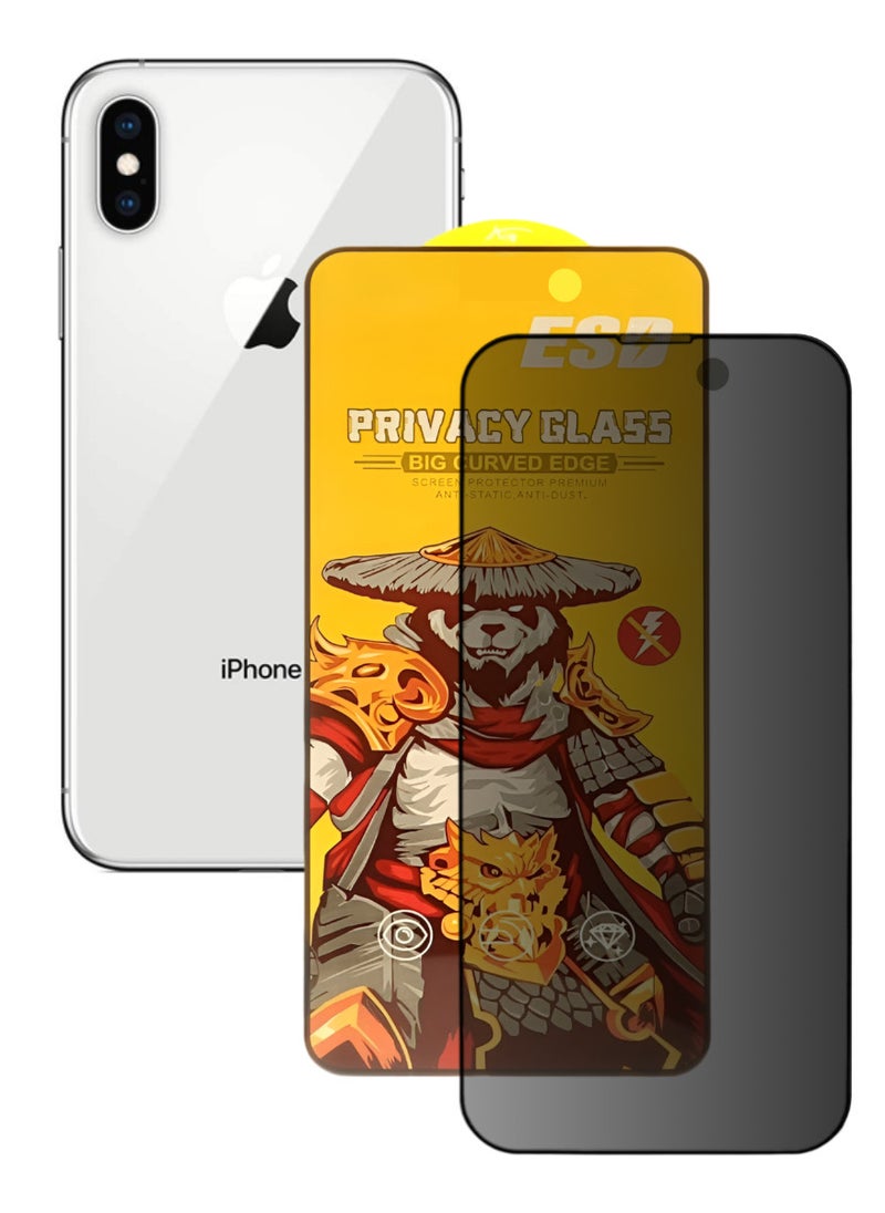 ESD Tempered Dustproof Privacy Glass Screen Protector Compatible For iPhone XS Max - Image 1