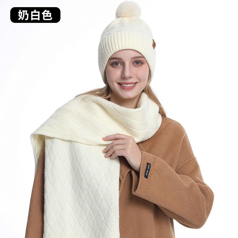 Autumn Winter Knit Beanie Scarf Gloves Set for Women M1 black - Image 5