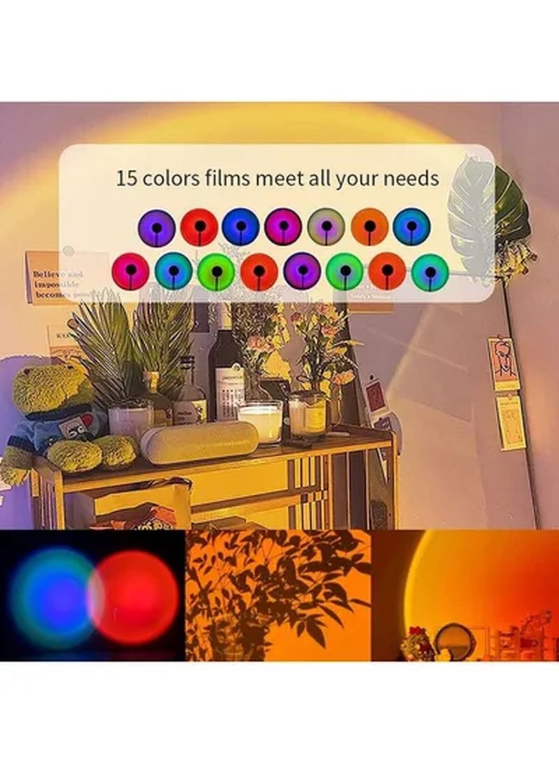 Rabos 15 Colors Portable Modern Style Antique Designed Sunset Projection Light Lamp Multicolour - Image 2