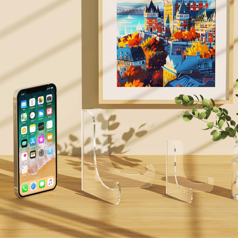 Dooiclear 5 Pack Acrylic Display Stand, Plate Stand for Display, Clear Easel Stand, Display Holder for Card, Frame, Picture, Magazine, Book, CD, Phone (Small/ 3 Inch) - Image 5