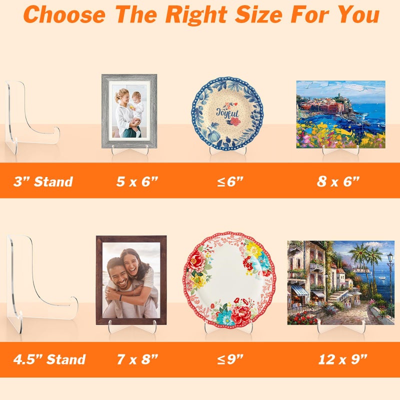 Dooiclear 5 Pack Acrylic Display Stand, Plate Stand for Display, Clear Easel Stand, Display Holder for Card, Frame, Picture, Magazine, Book, CD, Phone (Small/ 3 Inch) - Image 4