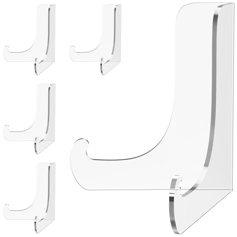Dooiclear 5 Pack Acrylic Display Stand, Plate Stand for Display, Clear Easel Stand, Display Holder for Card, Frame, Picture, Magazine, Book, CD, Phone (Small/ 3 Inch) - Image 1