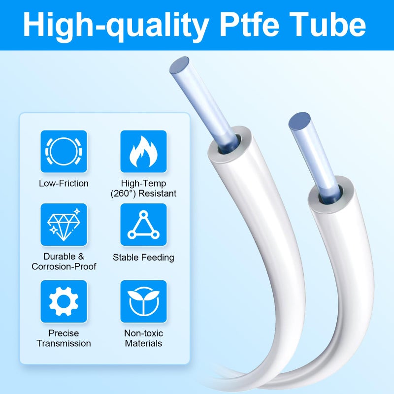 EILKBLA PTFE Tube for 1.75mm Filament, 2M (6.6ft) Bowden Tube 2.5mm IDÃ—4mm OD with Tube Cutter, 2x PC4-M10 & 1x PC4-M6 Fittings, Compatible with Most 3D Printers - Image 4
