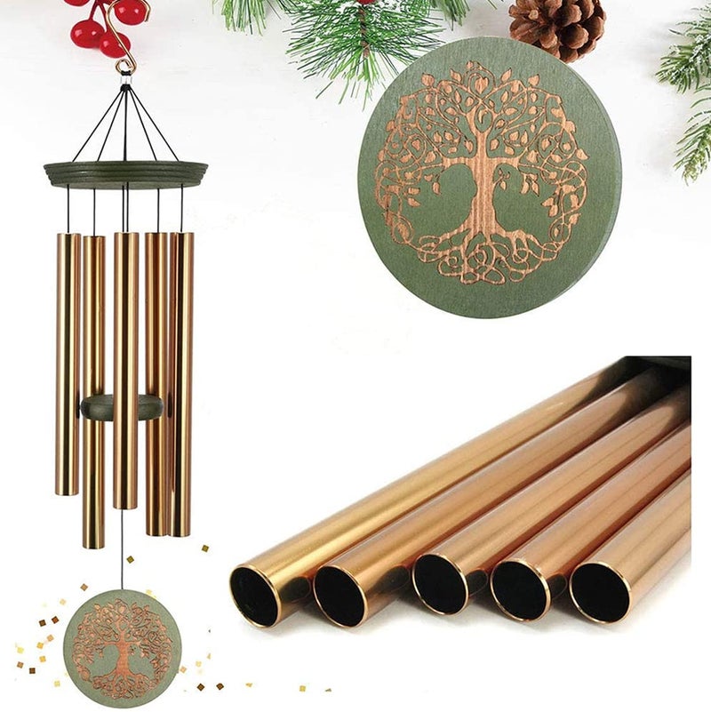 Wind Chimes for OutsideOutdoor Wind Chimes for Mother Grandma Large Garden Hanging Decor with Tree of Life Engraving Perfect for Yard Home Christmas Birthdays
