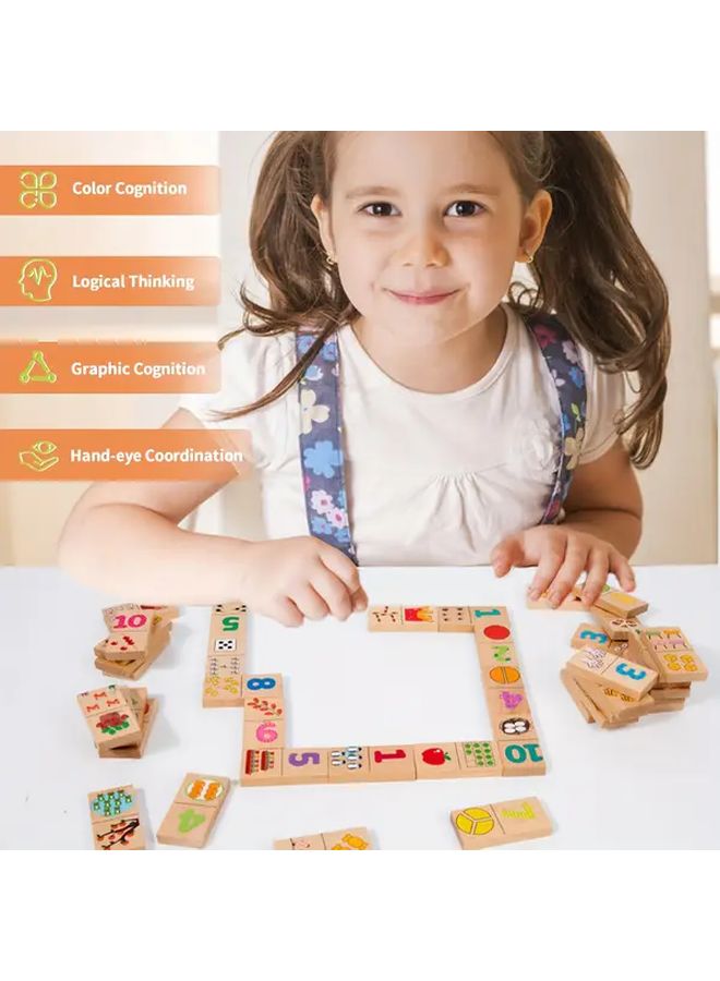 Wooden Block Matching Game Domino Board with Colorful Train Theme 28pcs - Image 5