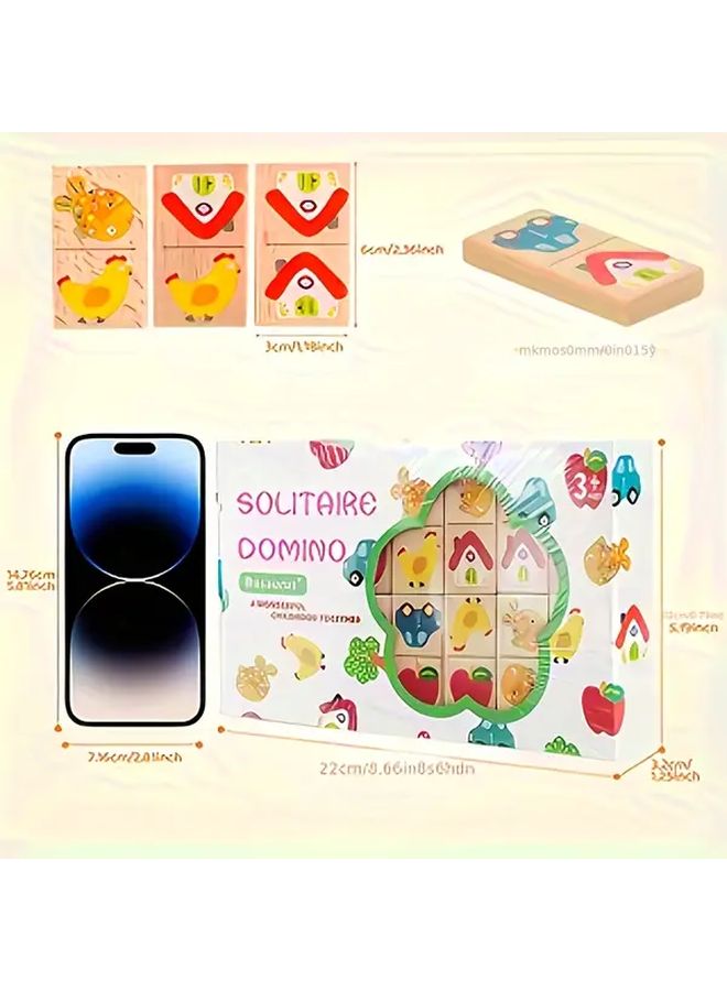 Wooden Block Matching Game Domino Board with Colorful Train Theme 28pcs - Image 2