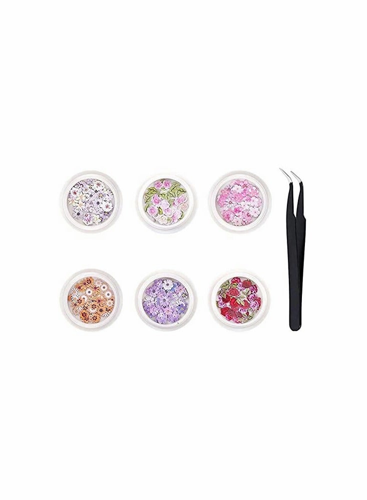 KASTWAVE 6 Boxes Pcs Small Floral Flower Pattern Nail Decals(about 300), Accessories for DIY Craft - Image 1